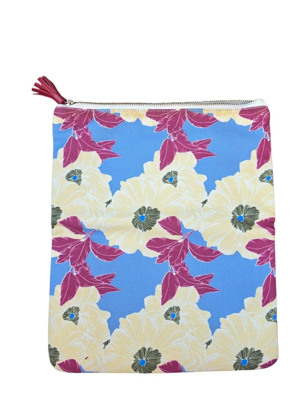 Rachel Pally Floral Canvas Foldover Clutch Pouch with Tassel